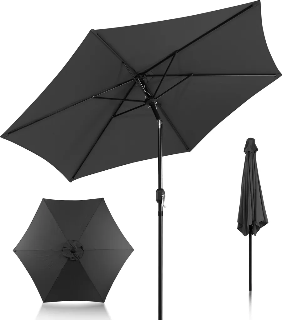 TolleTour Ombrellone da Giardino 270 cm - Design Decentrato Grigio