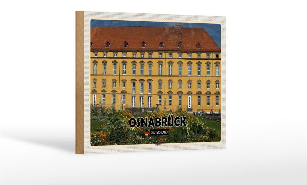 Holzschild Städte Osnabrück Schloss Mittelalter Dekoration 18x12 cm