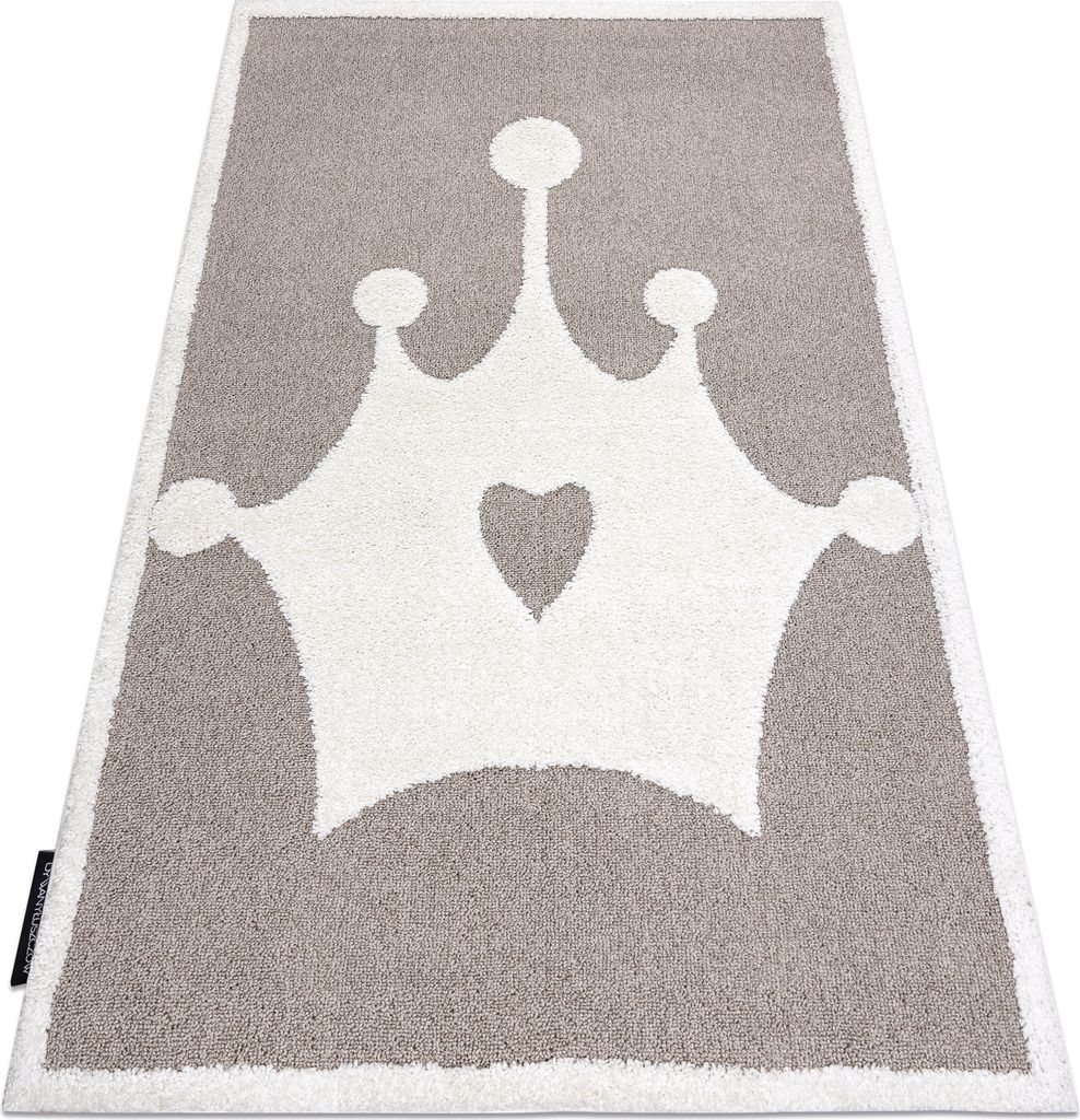Moderner Kinderteppich JOY Crown, Krone für Kinder - strukturelle, zwei Ebenen aus Vlies beige / creme beige 120x170 cm