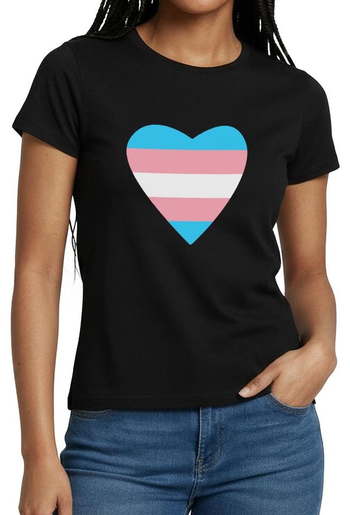 Spreadshirt Trans Herz LGBTQ+ Frauen T-Shirt, XL, Schwarz