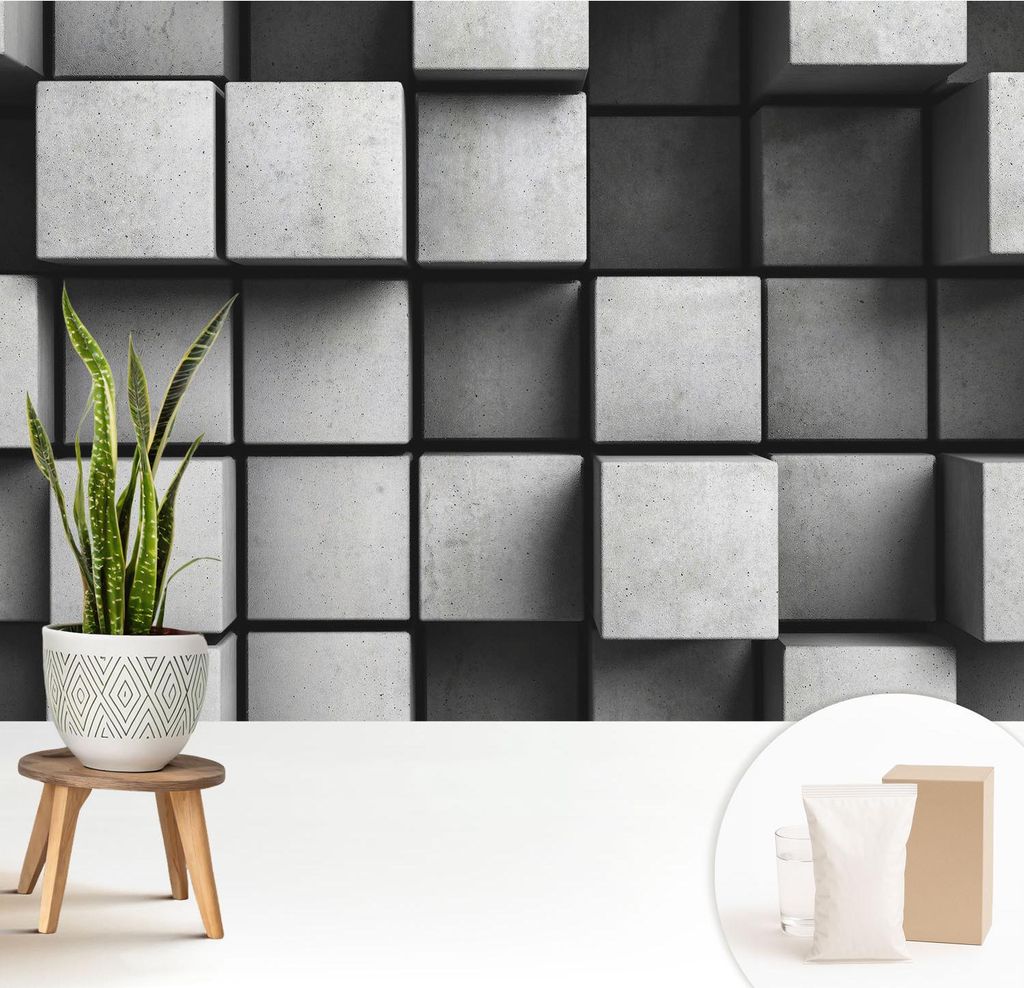 Fototapete - 208x146 cm - Tapete - Wandtapete - Wandbilder - Dekofolie - Tapete Folie - Wand - Dekoration - Wohnzimmer - Geometrische Würfel