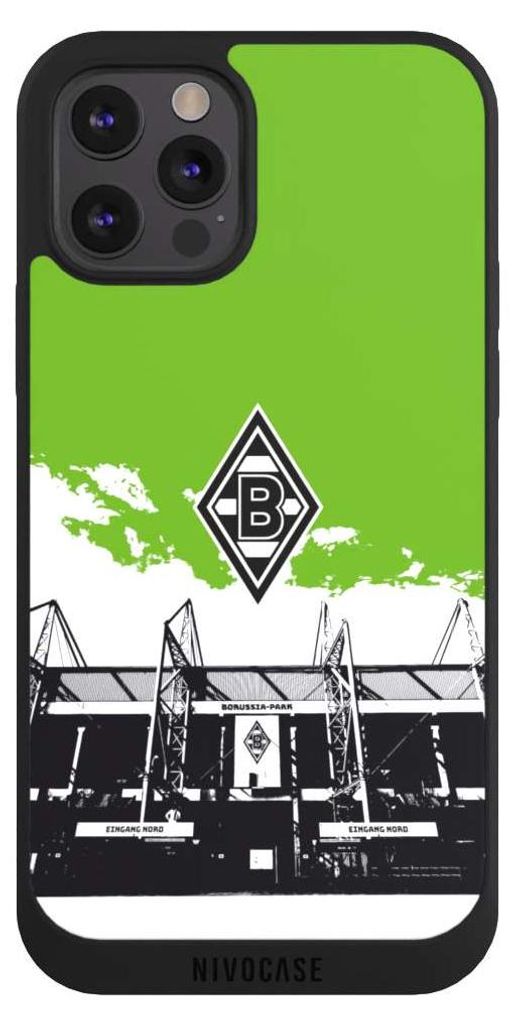 NIVOCASE Handyhülle für Apple iPhone 12 Pro Hülle NIVOpure Case Schwarz Borussia Mönchengladbach Fanartikel Stadion
