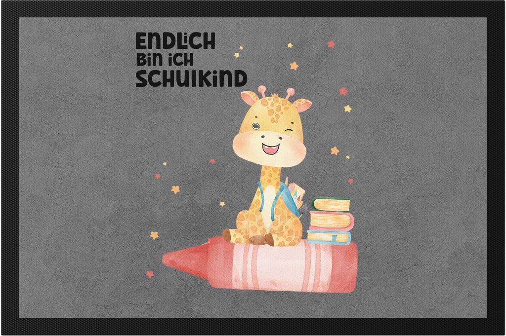 Endlich bin ich Schulkind Fußmatte Süße Giraffe Einschulung Geschenk