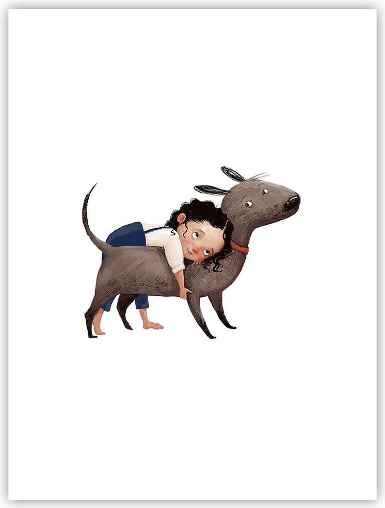 Poster - Poster ohne Rahmen - Kind Hund Bild - 30x40 cm - Wand Bild - Wanddeko - Wandbilder - Kunstposter - Wandposter - Bilder - Kunstdruck - Wand...