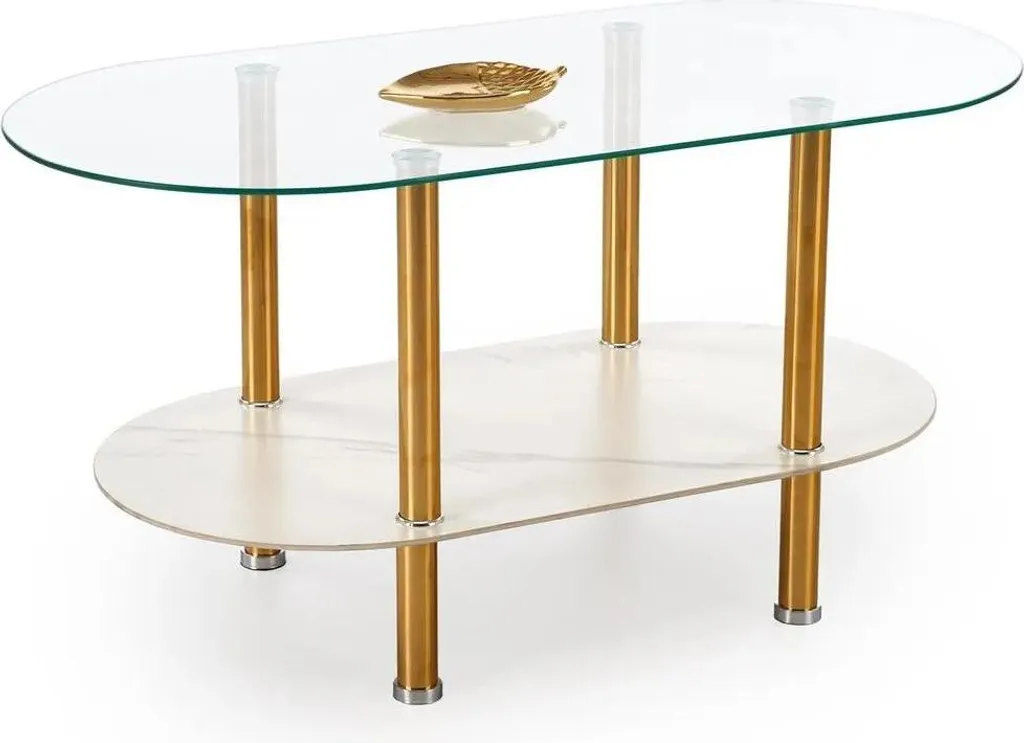 Banc d'entrée chic 100cm DUCAT verre marbré blanc et structure dorée