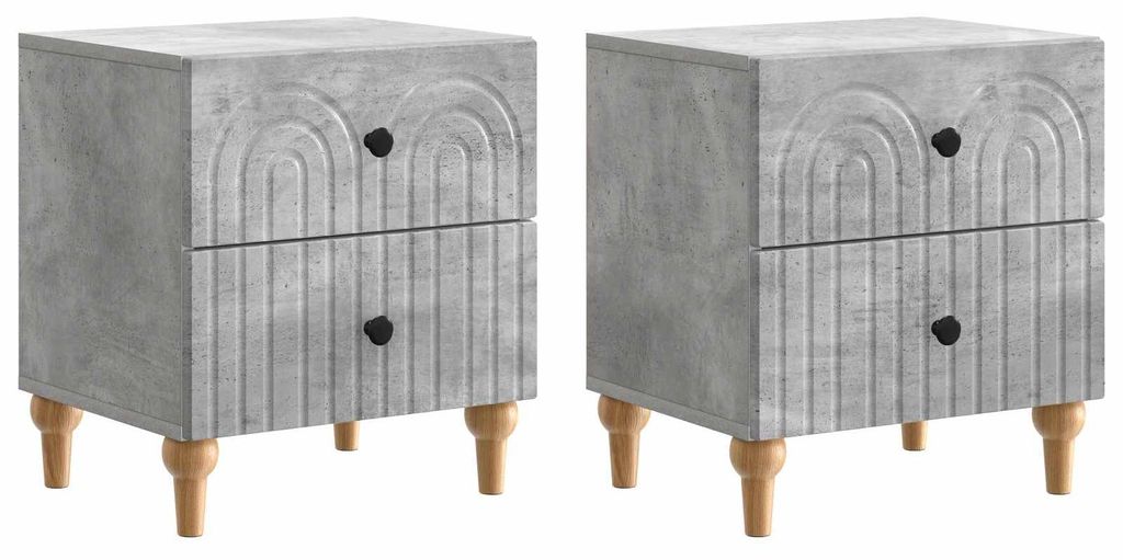 Nachttisch 2 pcs Betongrau 43 x 34,5 x 48 cm Holzwerkstoff