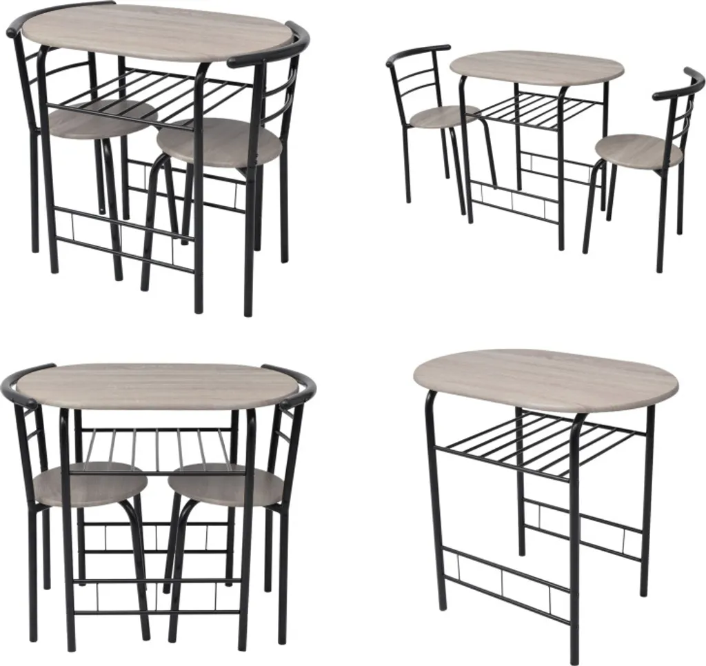 Tavolo da Bar Colazione vidaXL: Set 3 Pezzi Salvaspazio in MDF e Metallo
