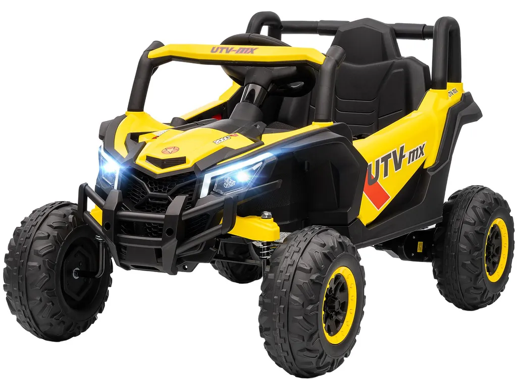Voiture UTV 12V jaune pour enfant avec télécommande et roues robustes - 2