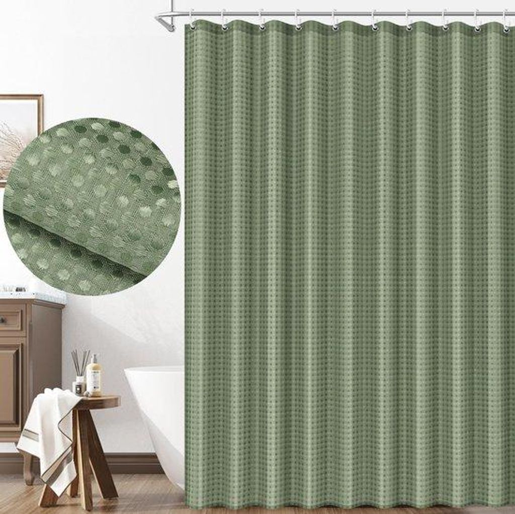 Uniqoos® Zelená sprchová závěsa 180 x 180 cm – vzor vafle, Obrázek produktu 