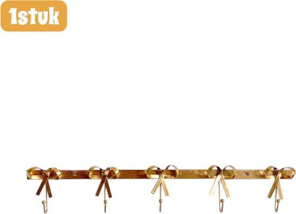 Smeedijzeren Wandhaak mit Goudbeschichtung - Vintage Dekohaken - Wandaccessoire mit Opbergruimte