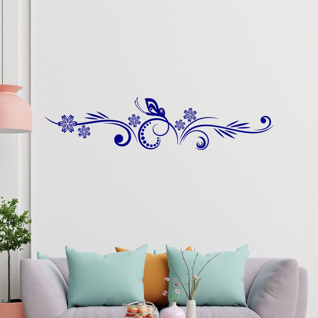 Tribal - Schmetterling - Blütren Wandtattoo in 6 Größen - Wandaufkleber Wall Sticker - Dekoration, Küche, Wohnzimmer, Schlafzimmer, Badezimmer