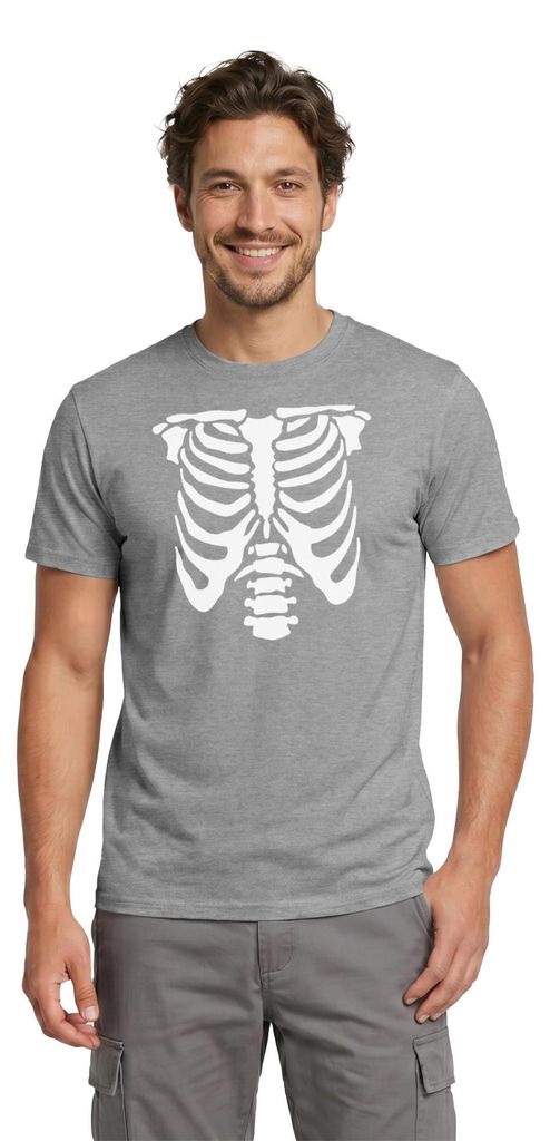 Spreadshirt Halloween Skelett Kostüm Männer T-Shirt, 3XL, Graphit meliert