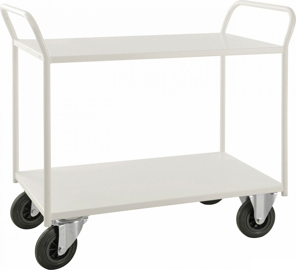 Kongamek Etagenwagen voll verschweisst in weiß mit 2 Böden 940x440mm Ladefläche ohne Bremse