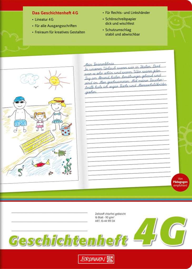 Brunnen Geschichtenheft A4/Lin.4G 16Blatt - Obrázek produktu 
