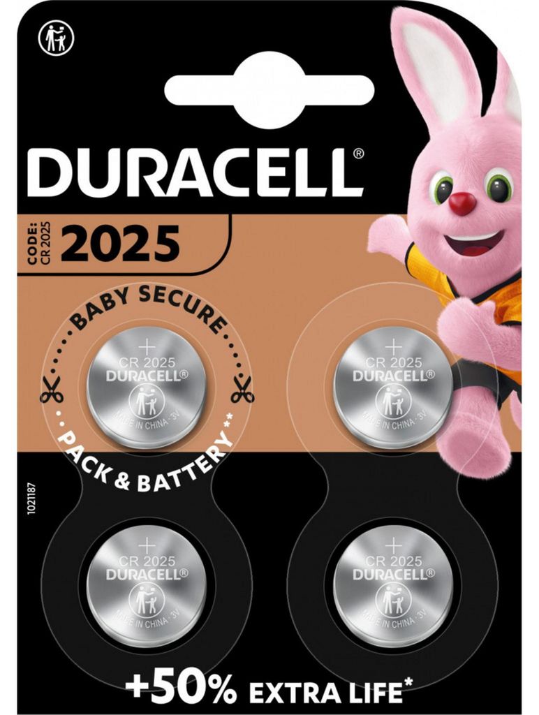 4 DURACELL Knopfzellen CR 2025 3,0 V Produktbild 