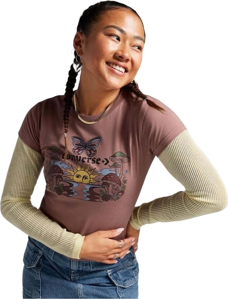 Converse T-shirt 10026043-A01 in Pink color size small