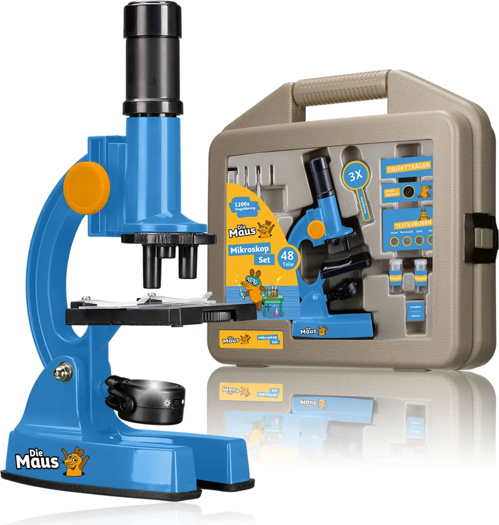 Microscope enfant DieMaus 900x : kit complet avec mallette antichoc