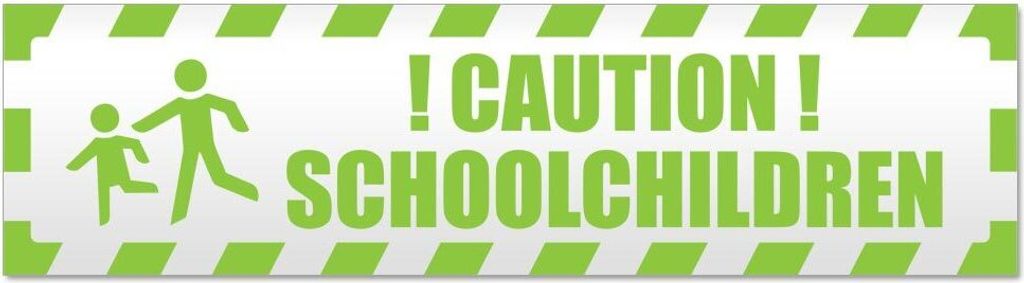 Kiwistar Caution schoolchildren gestreift Magnetschild Schild magnetisch - 45cm Lindgrün - Magnetfolie für Auto PKW Kfz