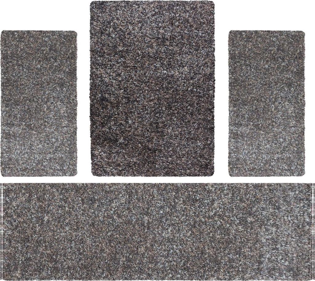 Villa Möbel Enjivo Teppich-Set Taupe - 4-teiliges Set für Ihr Zuhause, Grösse:1 x 160x230 cm + 2 x 80x150 cm + 1 x 80x250 cm