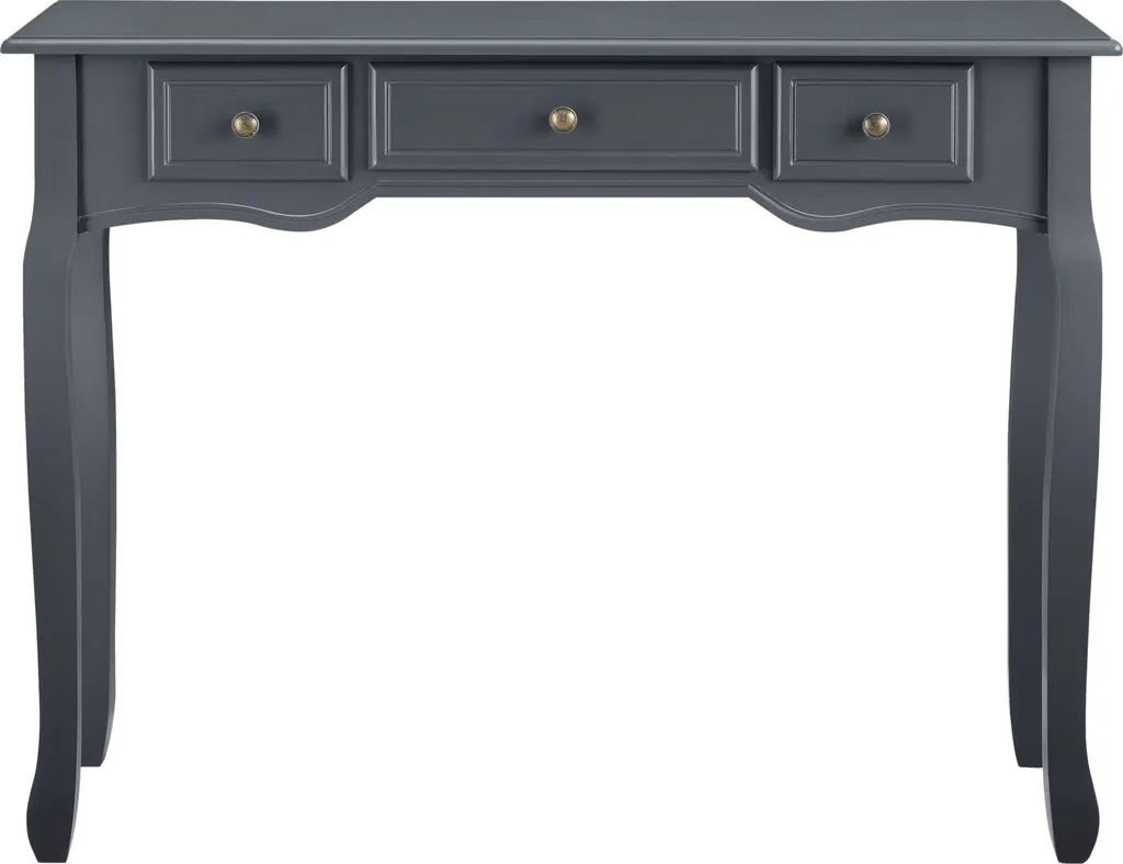 Coiffeuse console avec 3 tiroirs gris foncé meuble de rangement élégant