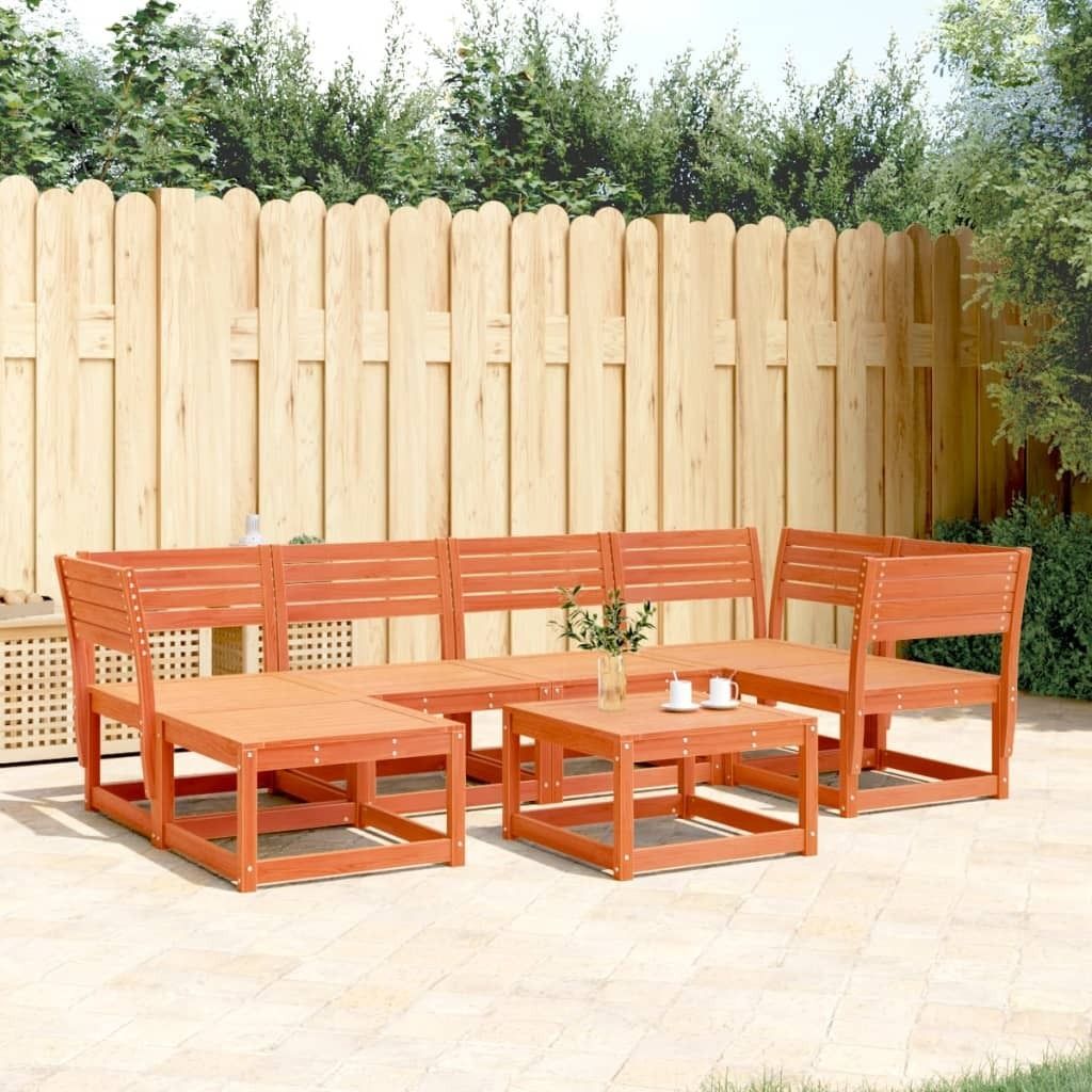 Maison Exclusive - 6-tlg. Garten-Sofagarnitur Wachsbraun Massivholz Kiefer