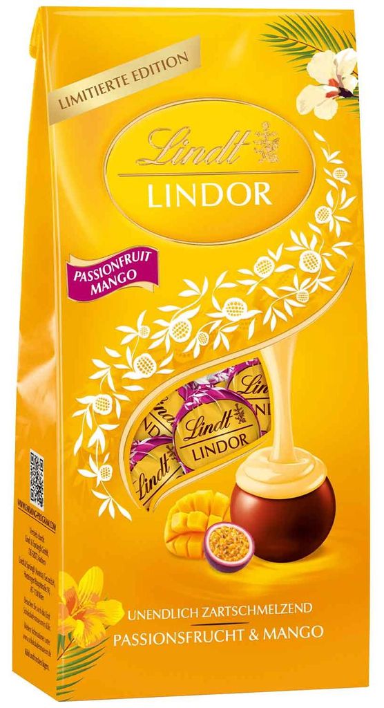 Lindt Lindor Mango Marakuja Czekolada mleczna Torebka 137 g Zdjęcie produktu 