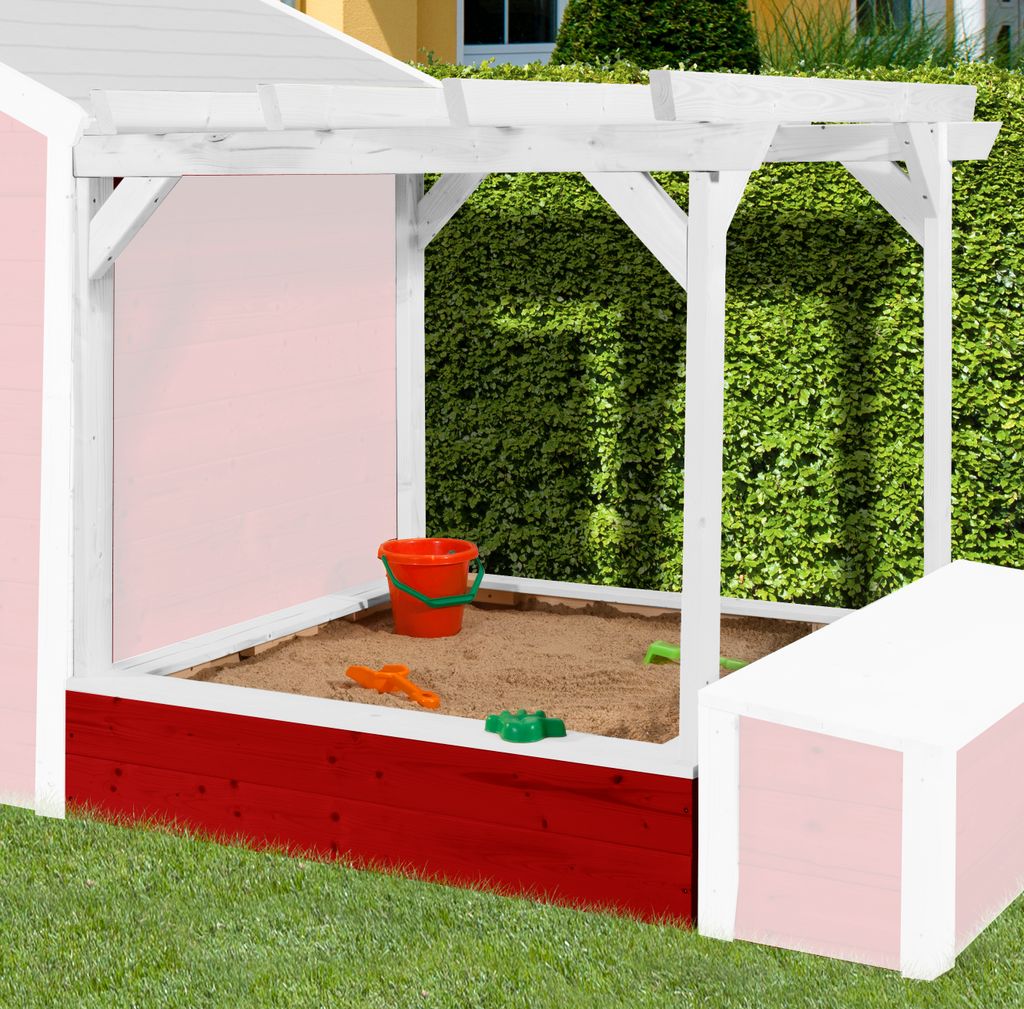 WEKA Pergola für Kinderspielhaus 818, Farbe: rot/weiss, Länge: 155 cm, Breite: 70 cm, Höhe: 27 cm; 818.010.013.400