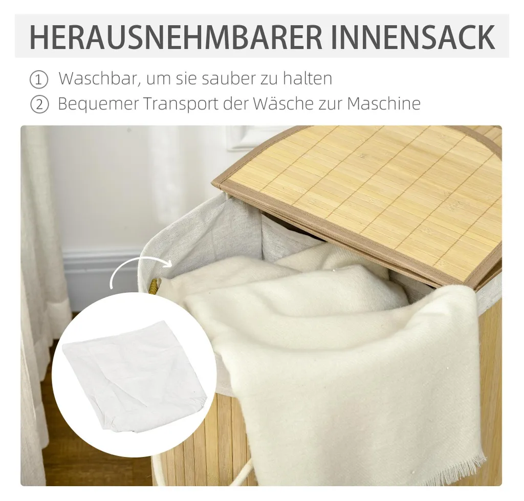 Panier à linge pour organiser et ranger le linge avec 2 compartiments