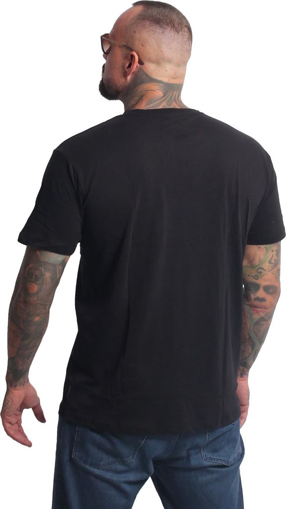 Maglietta Yakuza Uomo Bare Regular Basic Collo a V, Nero