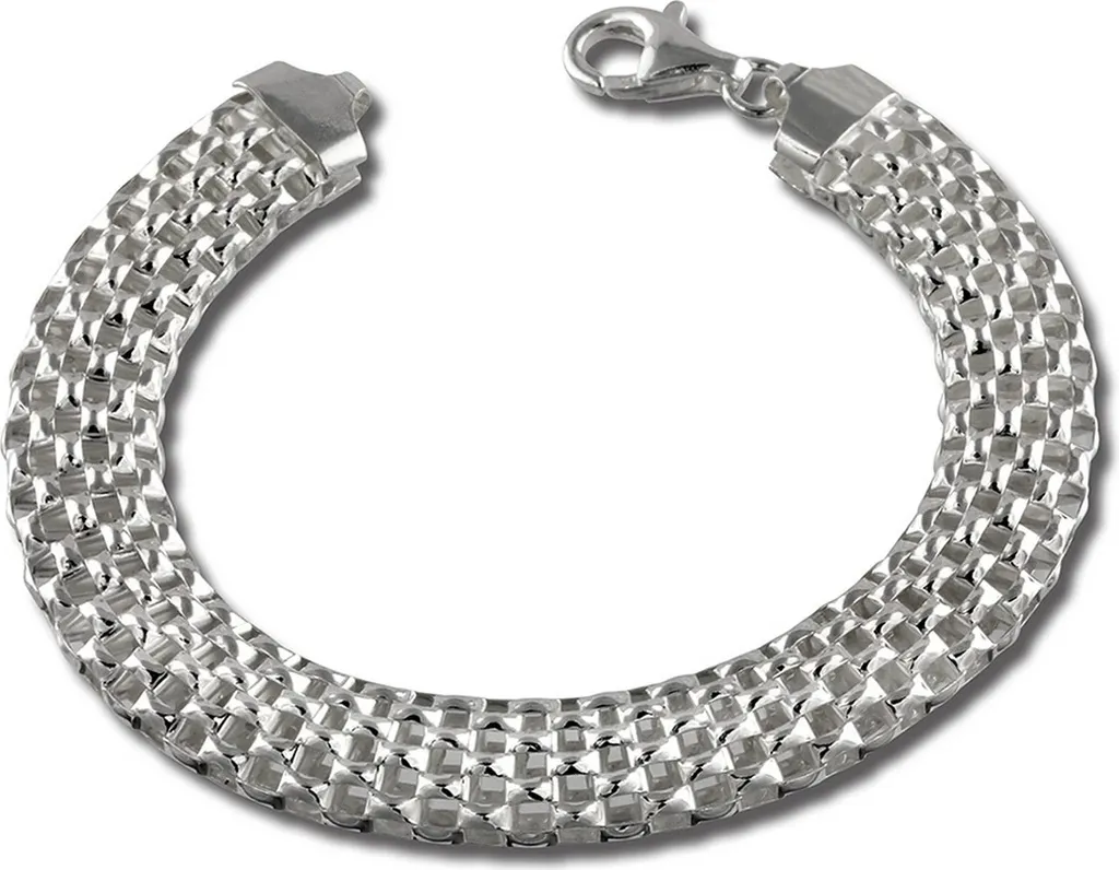 Bracelet femme argent tressé brillant 19cm idée cadeau chic et sobre
