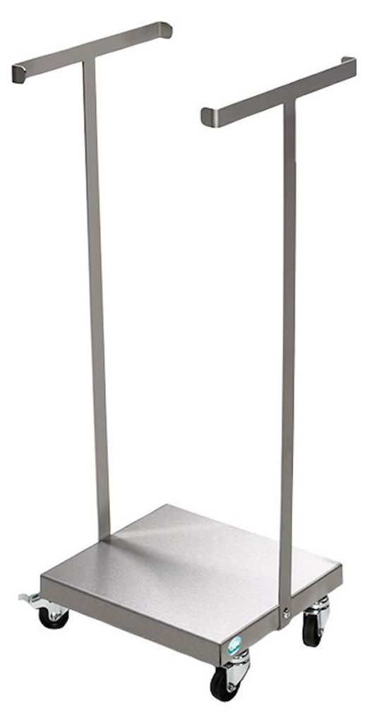 Robuster Abfallsammler ohne Deckel | Fahrbar | für 60/70 Liter Säcke | HxBxT 70x29x33cm | Edelstahl | Silber