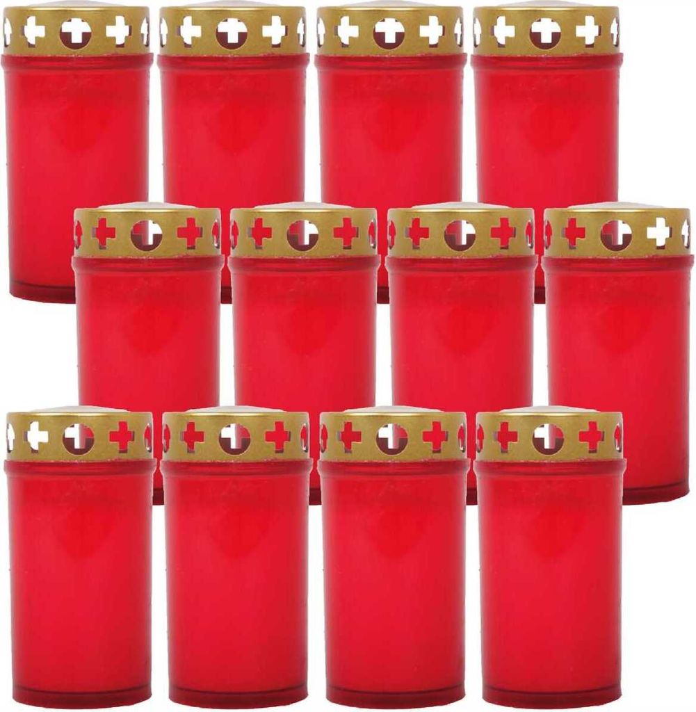 12x Tage Brenner ca. 30h Brenndauer, Farbe: Rot, Auswahl: mit Deckel