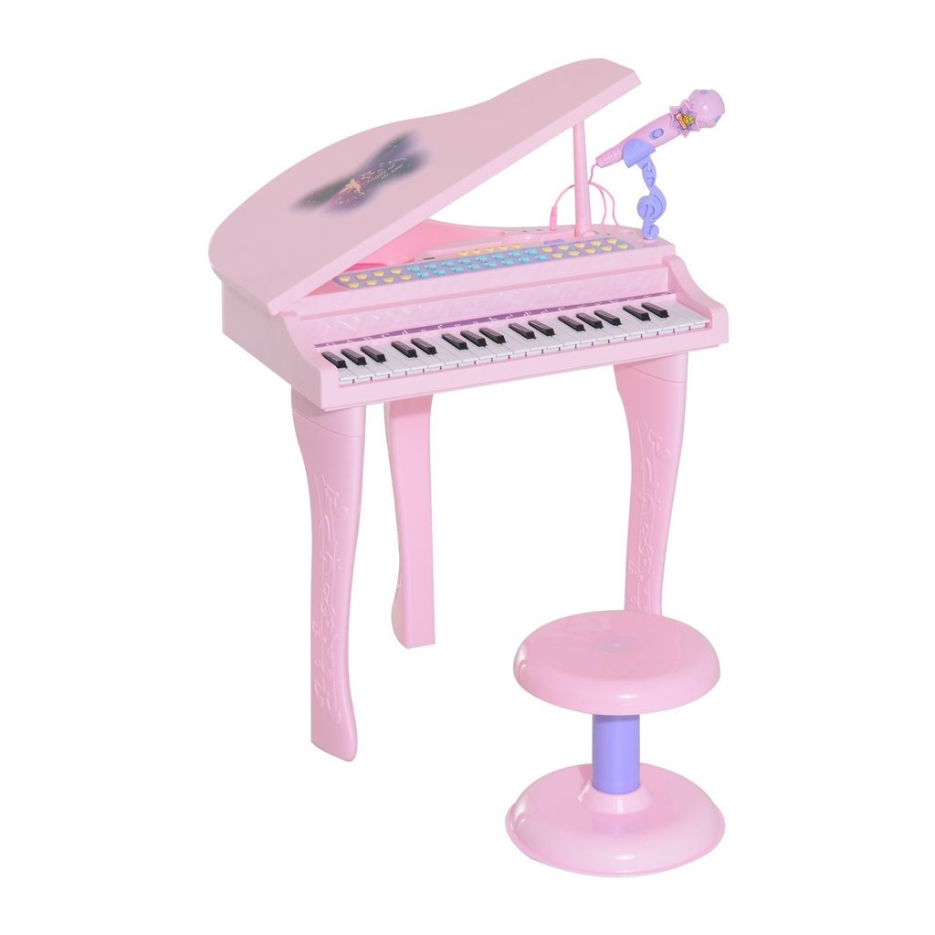 vidaXL Kinder Piano Keyboard Hocker Klavier Spielzeug Mikrofon Blau/Rosa 