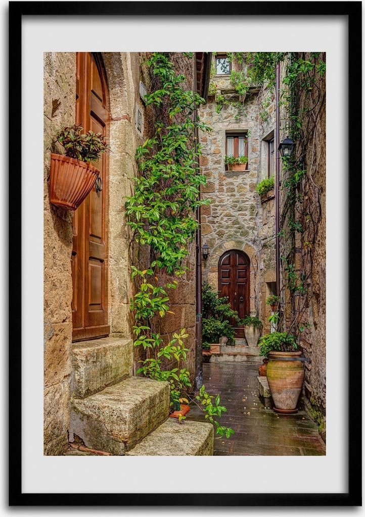 Bild - Bilderrahmen - Foto - 70 cm x 100 cm - MDF - Rahmen - Wandkunst - Italienische Straßen