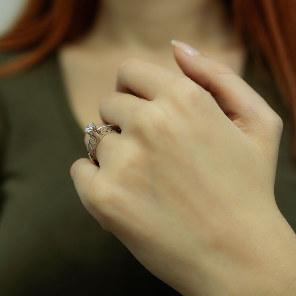 0,30 Carat Diamant Solitär Ring Meisterwerk 14 Karat Weißgold - 60 (19,10 mm)