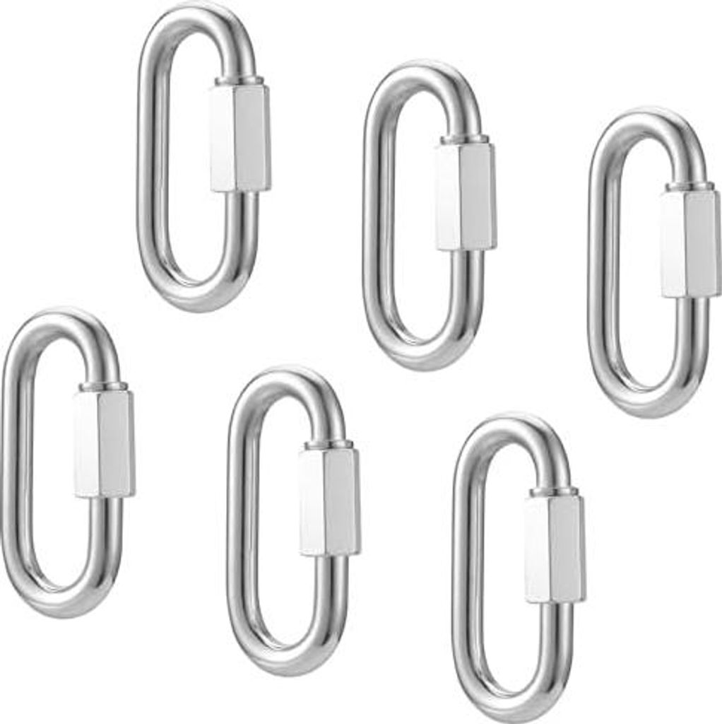6 Stück M8 Karabinerhaken Schwerlast, Karabiner für Outdoor, Carabiner Haken für Schaukel, Schraubkarabiner Schnellkupplung Kette, für Outdoor,...