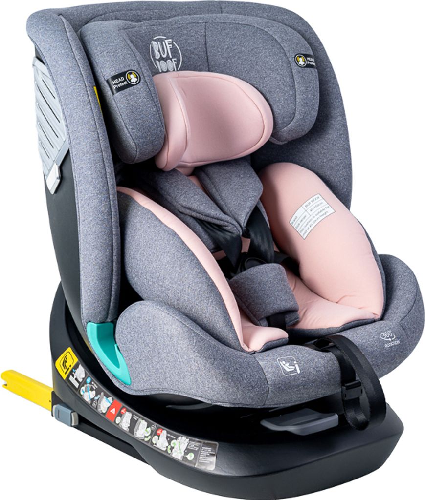 Tweety Plus DELUXE iSize SaphirPink Kindersitz mit 360 Grad drehbarem Isofix-System-BUF BOOF 0, 36 kg