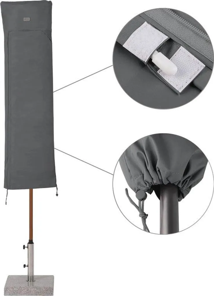 Housse parasol double XL noire, imperméable et résistante aux rayons UV