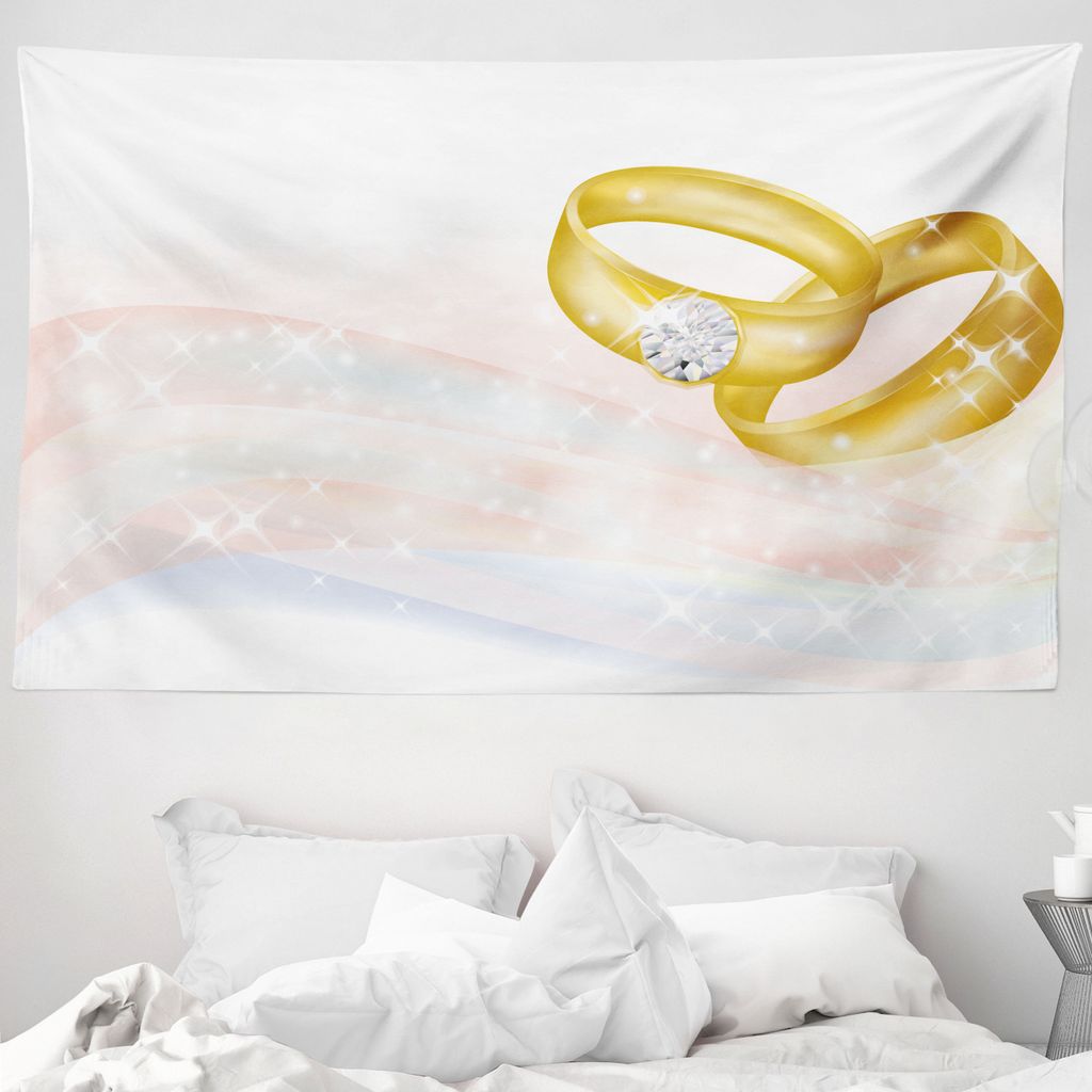ABAKUHAUS Hochzeit Wandteppich, 2 Ring-Auszug aus Weiches Mikrofaser Stoff Waschbar ohne Verblassen Digitaldruck, 230 x 140 cm, Baby Blue Hellrosa
