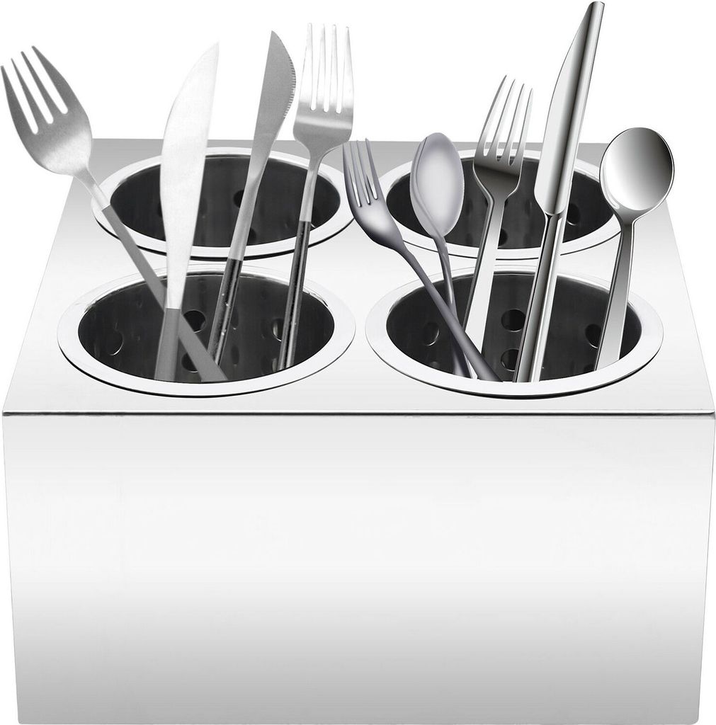 Edelstahl 4 Loch Zylinder Besteck Utensilienhalter Organizer Box Küchenutensilienhalter