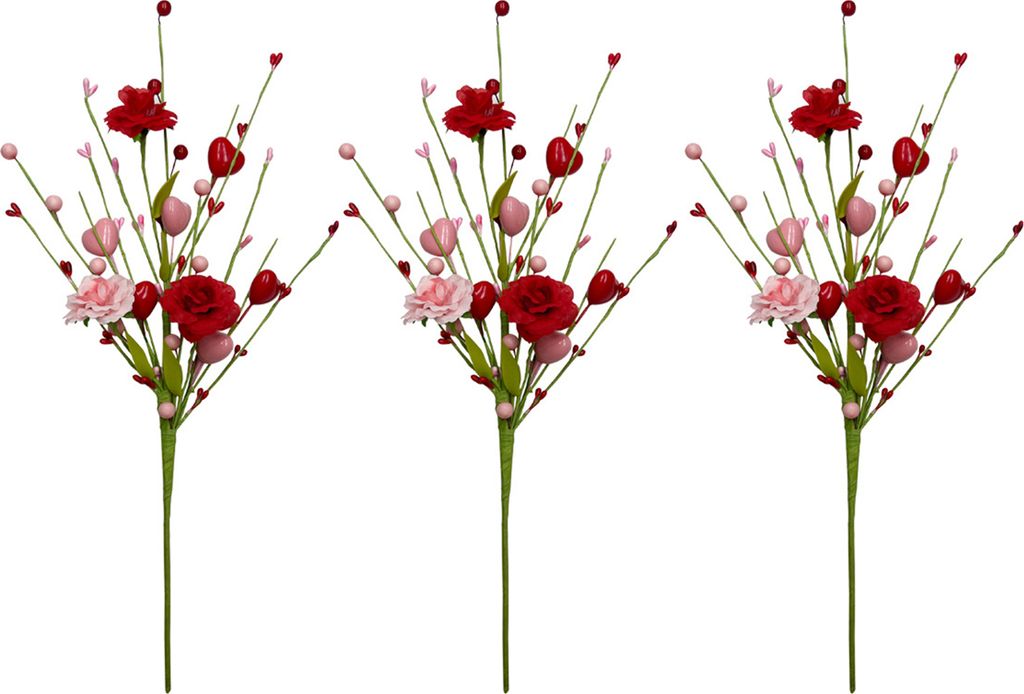Künstlicher Blumenstiel, 45,7 cm, künstliche herzförmige Beerenzweige, künstliche Beeren und Blumen, Zweig für Muttertag, Jahrestag, Valentinstag