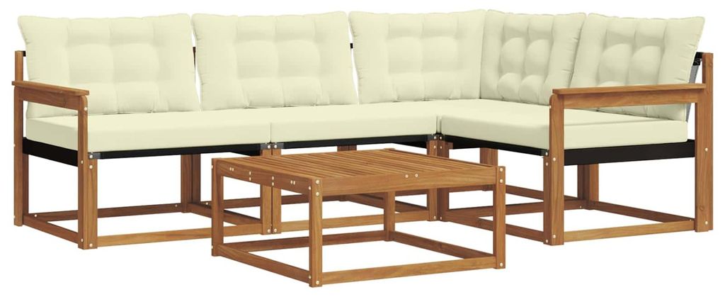 vidaXL Outdoor-Sofagarnitur mit Kissen 5 pcs Natur und Creme