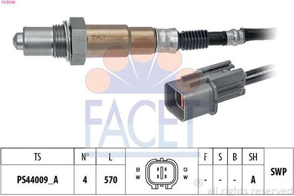FACET Lambdasonde für HYUNDAI Tucson (TL, TLE) Beheizt Planarsonde 570mm 10.8346