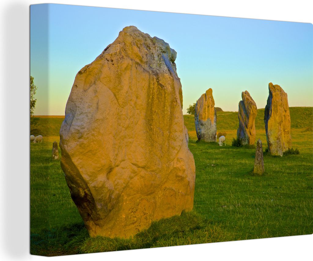 OneMillionCanvasses - Leinwandbilder - 140x90 cm, Der historische Steinkreis von Avebury in Großbritannien, Wandbilder Kunstdruck Wanddekoration...
