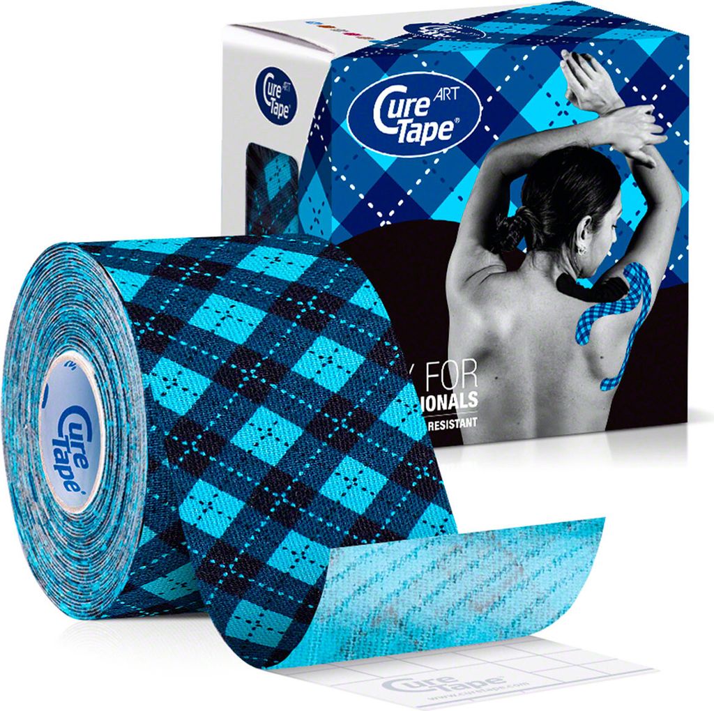 CureTape Art, 5 m x 5 cm, wasserfest, Tartan blau Produktbild 