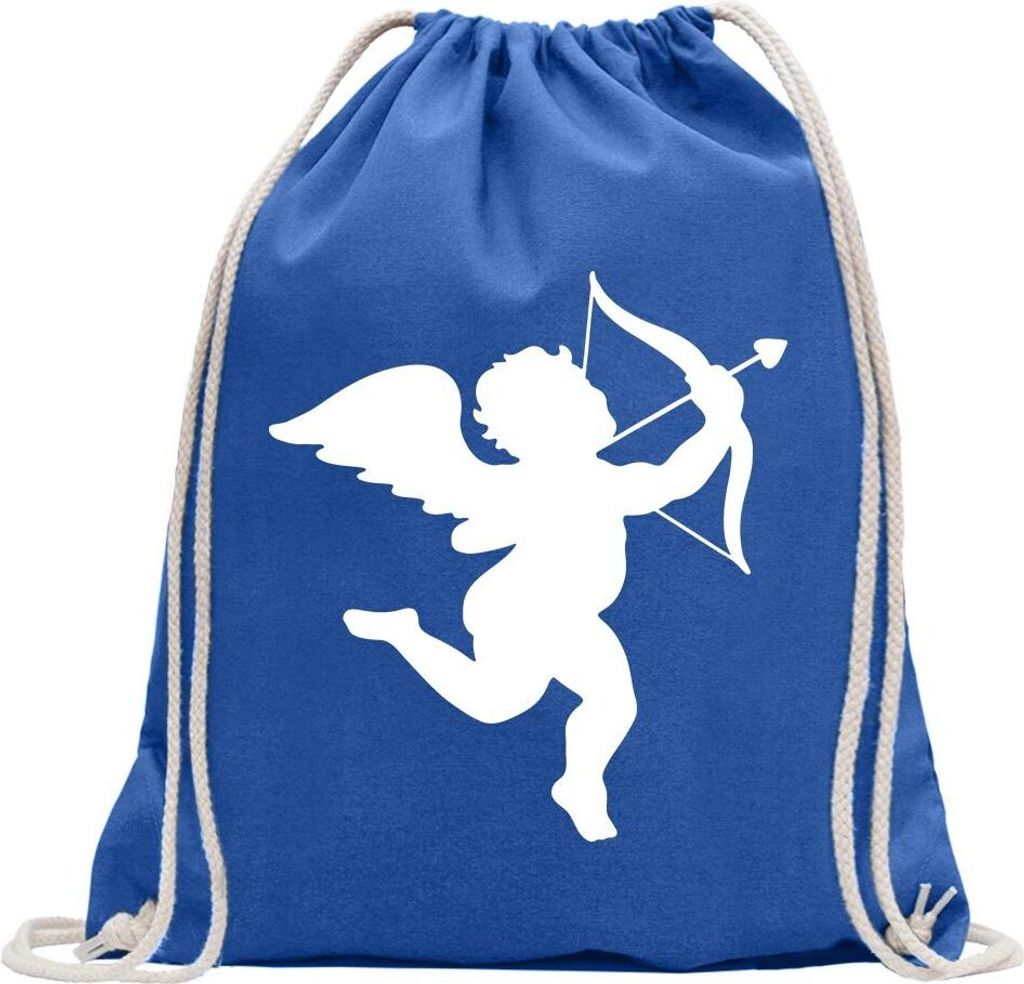 Kiwistar - Turnbeutel - royal - Engel Profil - Liebesengel - Amor - Fun Rucksack Sport Beutel Gymsack Baumwolle mit Ziehgurt