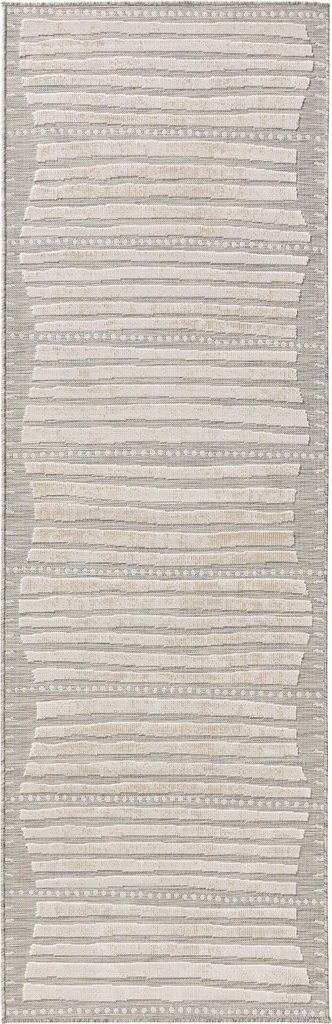 benuta In- & Outdoor Läufer Flora Grau 80x250 cm Teppich Wohnzimmer Outdoorteppich Läufer Muster Kurzflor