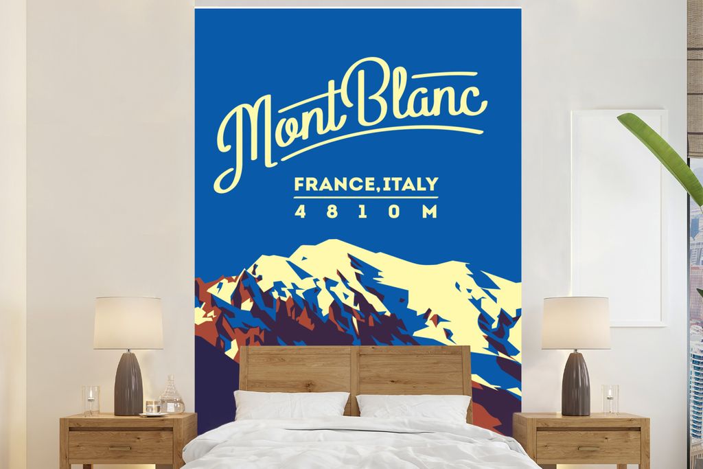 MuchoWow Fototapete für Wohnzimmer oder Schlafzimmer Wandtapete Vinyl Motivtapete Mont Blanc - Alpen - Europa - 180x280 cm - Wallpaper
