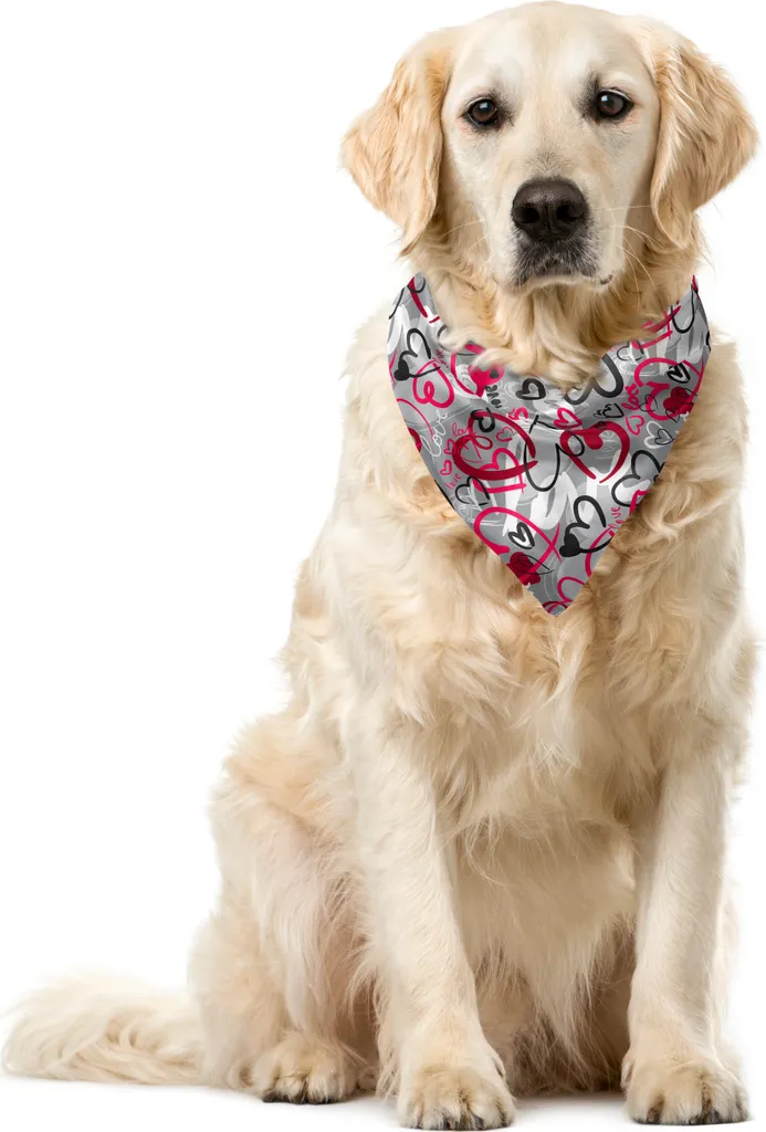 ABAKUHAUS Bandana per animali domestici, Romantische Random Hearts, 55x55 cm, multicolore