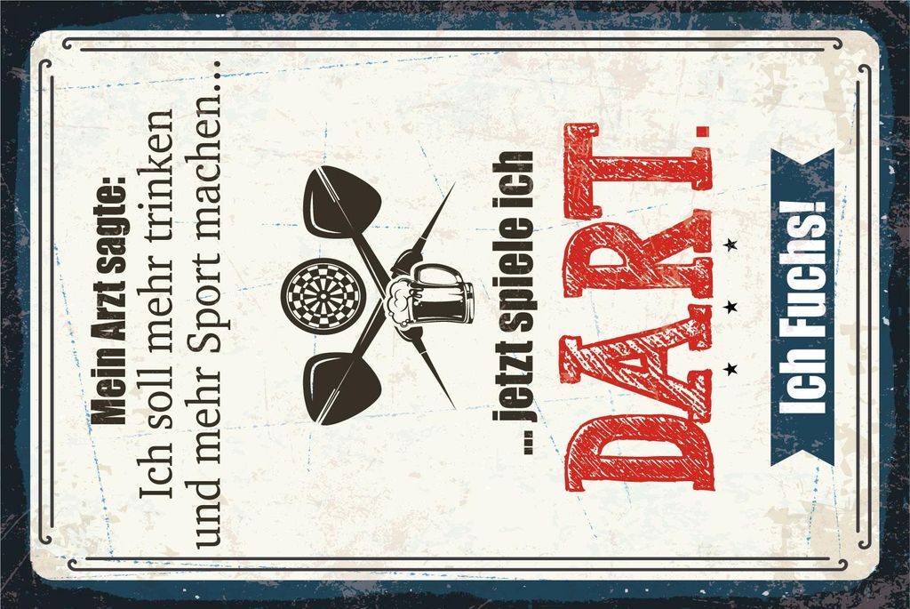 vianmo Blechschild 30x20 cm Arzt sagt mehr trinken und Sport jetzt spiel ich Dart